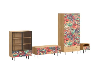 Ножки металлические, Фасад - Стекло/Принт Mexico, Корпус - Робиния Брэнсон