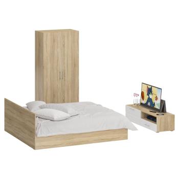 Дуб Сонома/Фасады ТВ тумбы МДФ Белый Глянец