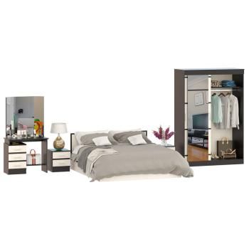 Спальня СВК Сакура № 5 Стол косметический + Кровать 1800 + две тумбы + Шкаф-купе 1500