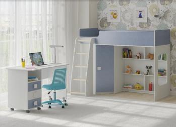 Белый/лен голубой