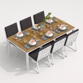 Обеденная группа Ideal Patio TELLA GIRA - стол тик 200/каркас белый