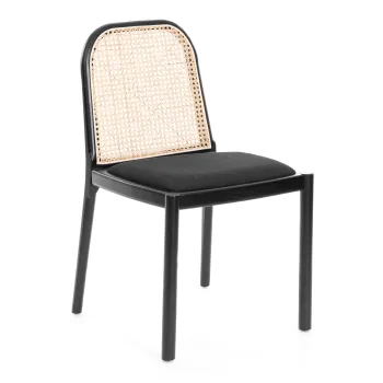 дерево вяз/ротанг, ткань лён, черный/черный лен,