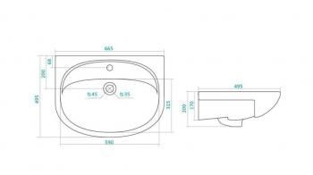 Тумба с раковиной Style Line Жасмин 65 (3 ящ.) + Умывальник Стелла 65