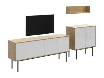 Фасад - Стекло белое 9003 RAL9003, Корпус - Дуб Корбридж