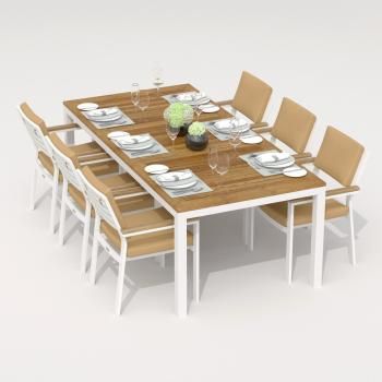 Обеденная группа Ideal Patio TELLA BONTA - стол тик 200/каркас белый