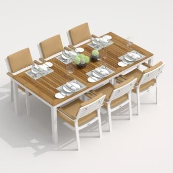 Обеденная группа Ideal Patio TELLA BONTA - стол тик 200/каркас белый