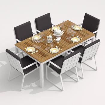 Обеденная группа Ideal Patio TELLA ALBA - стол тик 180/каркас белый