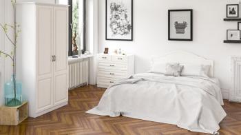 Спальня Mobi Ливерпуль № 4 Кровать 11.08 + Шкаф 13.134.01 + карниз 1000С + Комод 10.103