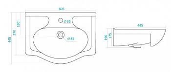 Тумба с раковиной Style Line Жасмин 60 + Умывальник Селигер 60