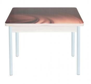 Дуб молочный Шоколад / опора круглая муар белый