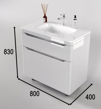 Тумба напольная Style Line Марелла 80 (2 ящ.) + Умывальник Марелла Люкс 800х400