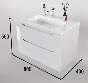 Тумба подвесная Style Line Марелла 80 (2 ящ.) + Умывальник Марелла Люкс 800х400