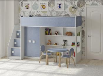 Белый/лен голубой