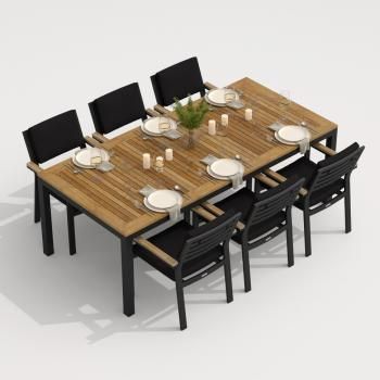 Обеденная группа Ideal Patio TELLA BONTA - стол тик 200/каркас карбон