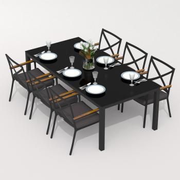 Обеденная группа Ideal Patio CANA FESTA - стол стекло 200/каркас карбоон