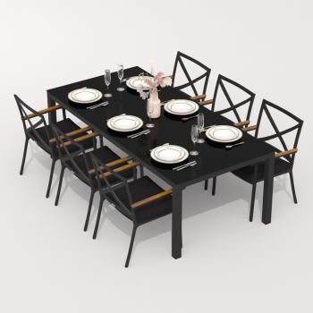 Обеденная группа Ideal Patio CANA FESTA - стол стекло 200/каркас карбоон