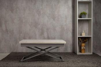 Стол-трансформер Левмар Apollo D95/S59 белый мрамор/серебро