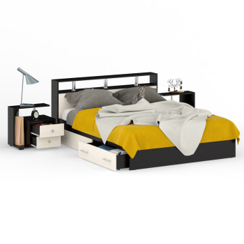 Кровать с ящиками СВК Камелия 1600 + две тумбы