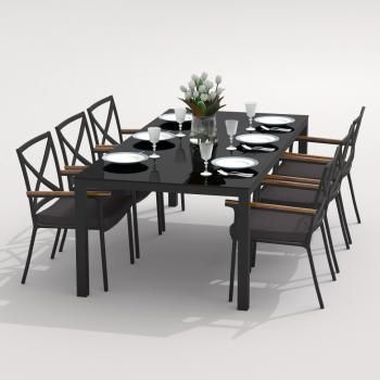 Обеденная группа Ideal Patio CANA FESTA - стол стекло 220/каркас карбон