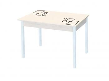 Дуб молочный Квадраты на бежевом / опора квадро белый муар