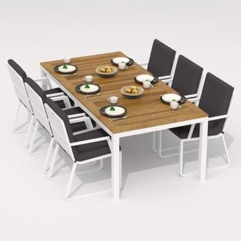 Обеденная группа Ideal Patio TELLA ALBA - стол тик 220/каркас белый