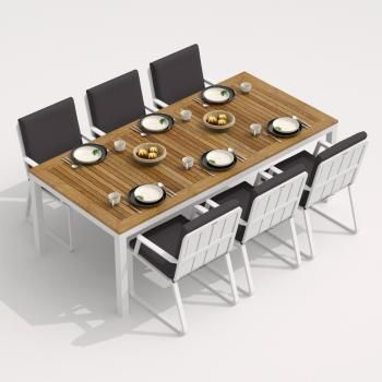 Обеденная группа Ideal Patio TELLA ALBA - стол тик 220/каркас белый