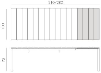 Стол металлический раздвижной ReeHouse Rio Alu 210 Extensibile