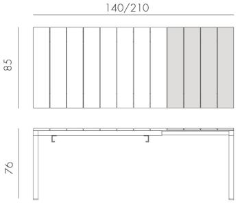 Стол металлический раздвижной ReeHouse Rio Alu 140 Extensibile