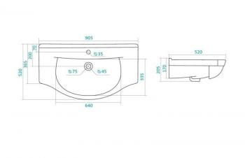 Тумба с раковиной Style Line Венеция 90 (2 ящ.) + Умывальник Эльбрус 90