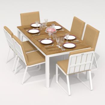 Обеденная группа Ideal Patio TELLA GIRA - стол тик 180/каркас белый