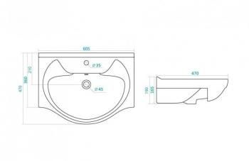 Тумба с раковиной Style Line Эко Стандарт 15 + Умывальник Байкал 60