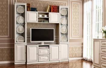 Вудлайн кремовый/ПВХ Сандал белый/профиль Аруша венге с патиной/ стекло св. с песк/латунь