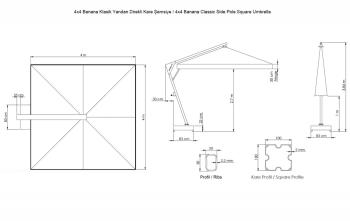 Зонт профессиональный THEUMBRELA SEMSIYE EVI Banana 4000х4000