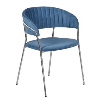 Синий вельвет/Хромированные ножки