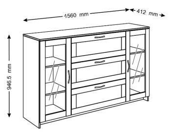 Тумба Гуд Лакк Сириус 156х95 (2 двери со стеклом и 3 ящика)