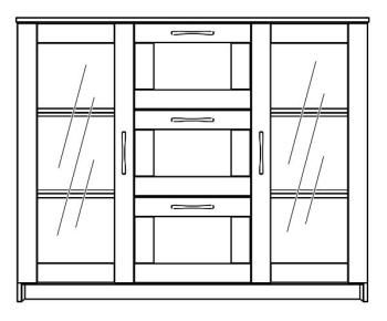 Тумба Гуд Лакк Сириус 117х95 (2 двери со стеклом и 3 ящика)