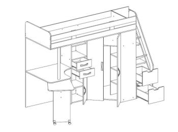 Кровать-чердак Атлант Карамель 77-03