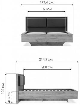 Двуспальная кровать Woodville Клауд 160х200 парящая