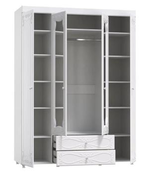 Шкаф 4 дв (560) с 2 Большими глухими дверьми, с 2 Малыми зеркальными дверьми и ящиками Катрин-К ИТ-63 Италия