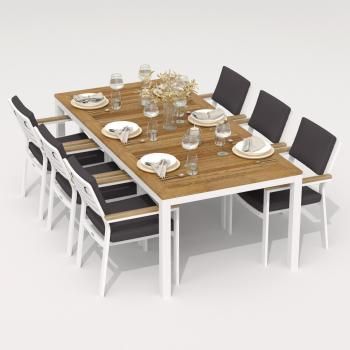 Обеденная группа Ideal Patio TELLA BONTA - стол тик 220/каркас белый