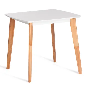 столешница МДФ, опоры дерево гевея, белый / натуральное дерево