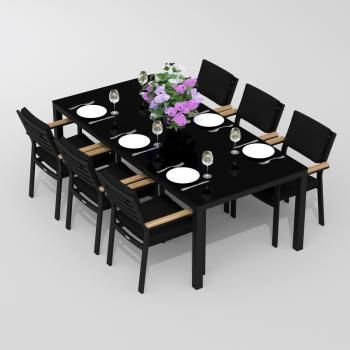 Обеденная группа Ideal Patio CANA BONTA - стол стекло 220/каркас карбон