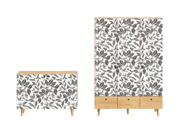 Корпус - Робиния Брэнсон, Фасад - Принт Floral, Ножки бук