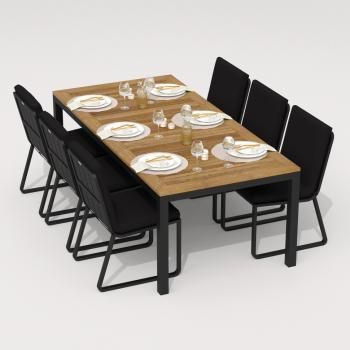 Обеденная группа Ideal Patio TELLA GIRA - стол тик 220/каркас карбон
