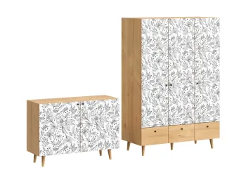 Корпус - Робиния Брэнсон, Фасад - Принт Flower, Ножки бук