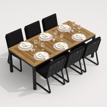 Обеденная группа Ideal Patio TELLA GIRA - стол тик 220/каркас карбон