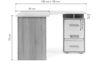Компьютерный стол Woodville Лайт-2 120 см угловой