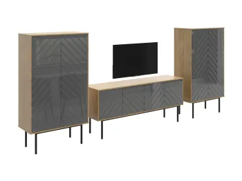 Корпус - Дуб Корбридж, Фасад - Стекло темно-серое REF 7016