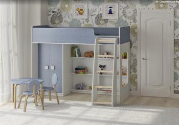 Белый/лен голубой