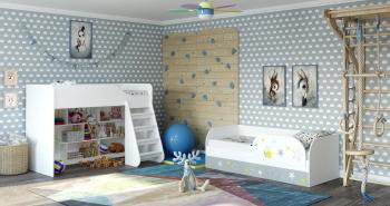 Кровать-чердак с лестницей BTS 80*186 Трио КР-07